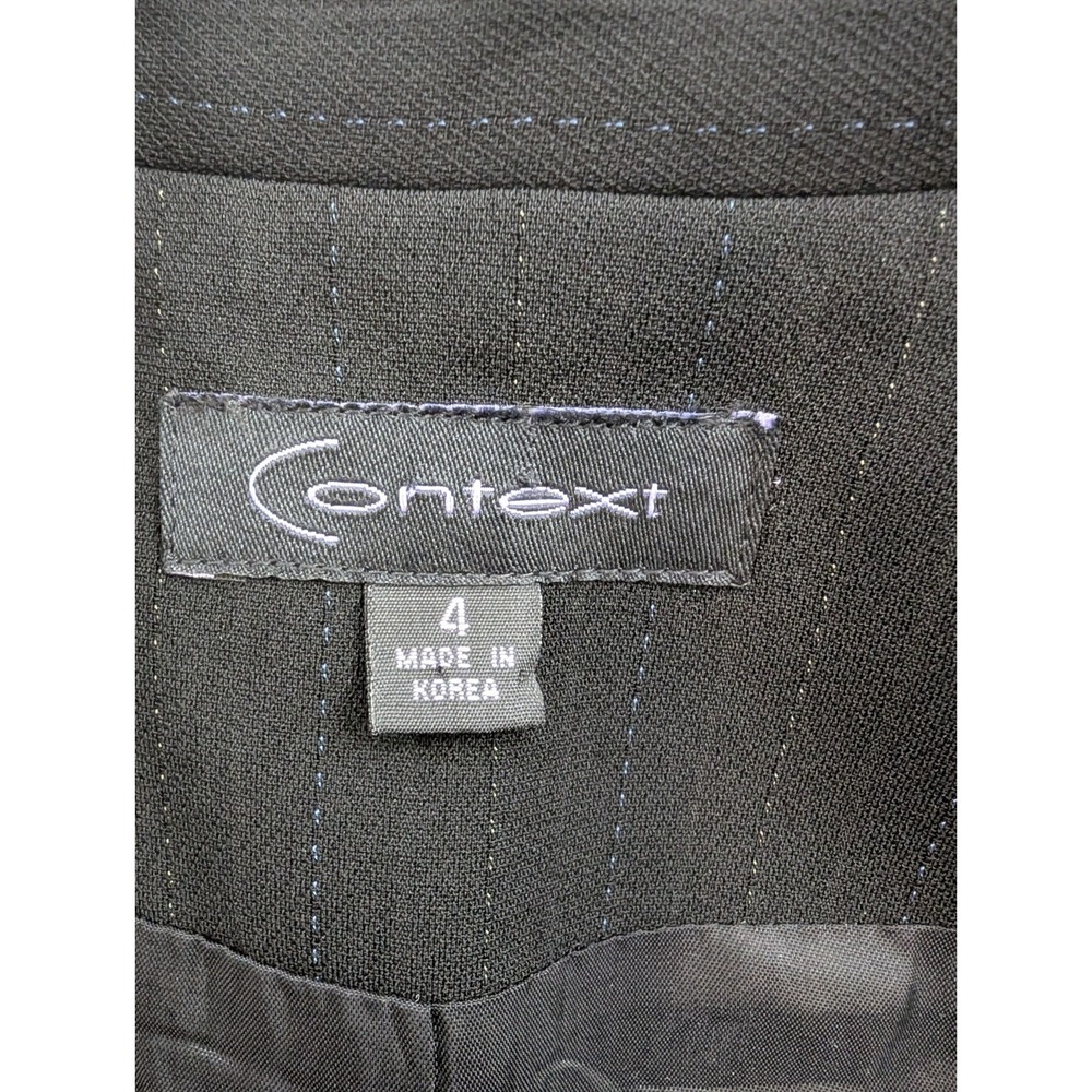 Context Black Pinstriped Workwear Blazer Women's Size 4 - Picture 7 of 9